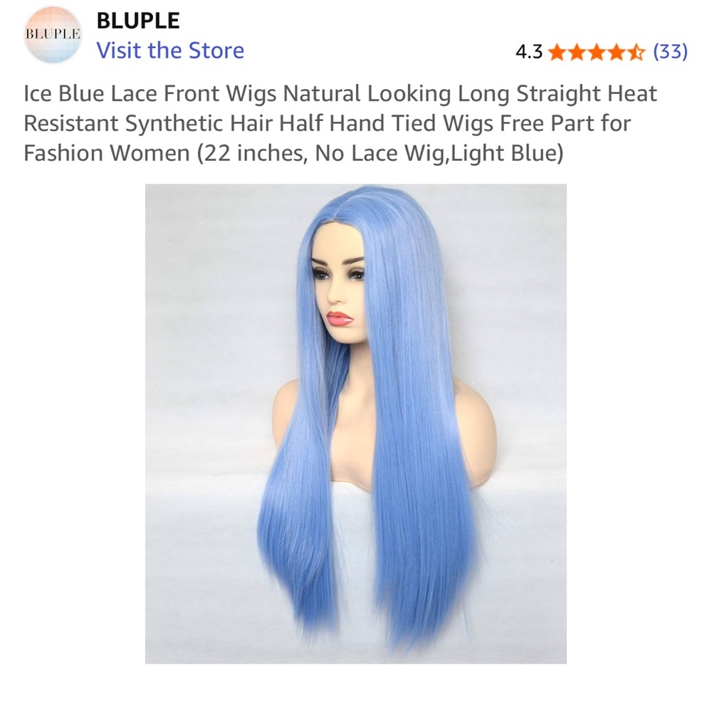 Light blue synthetic wig 🩵